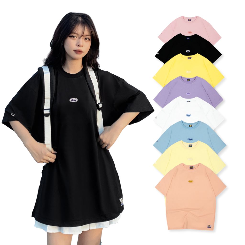 Áo thun nữ form rộng nhiều màu pastel dkmv tee basic rubber tag | k09-t1
