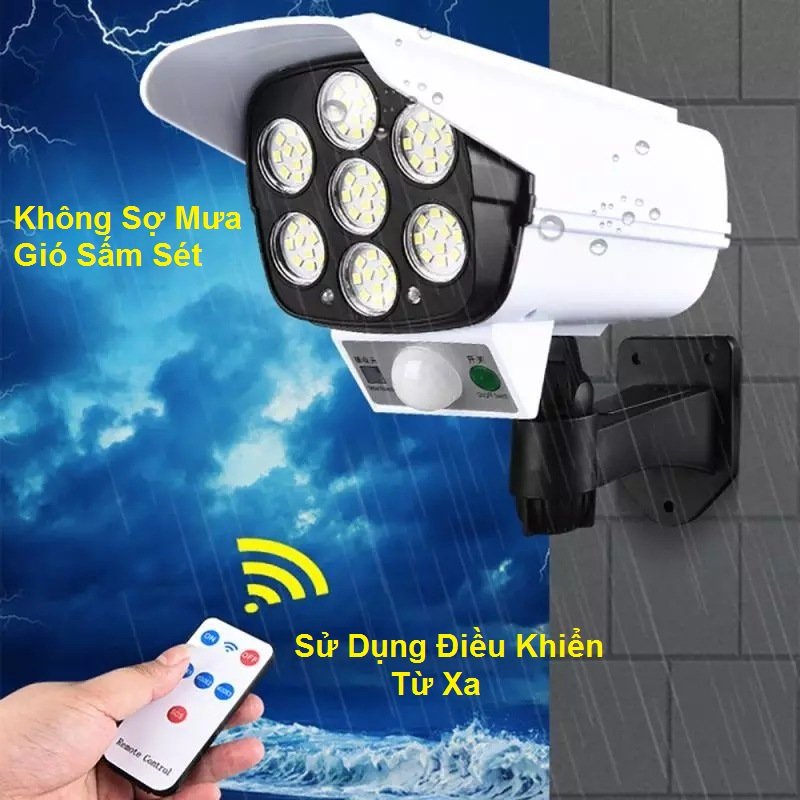 Đèn Năng Lượng Mặt Trời Giả Giống Camera Giám Sát Ngoài Trời Chống Trộm|| Tự động sáng khi trời tối và khi có người đến gần, Công suất 30W, Chống nước IP66, Sử dụng 6 tiếng, Có 3 chế độ, Điều khiển từ xa