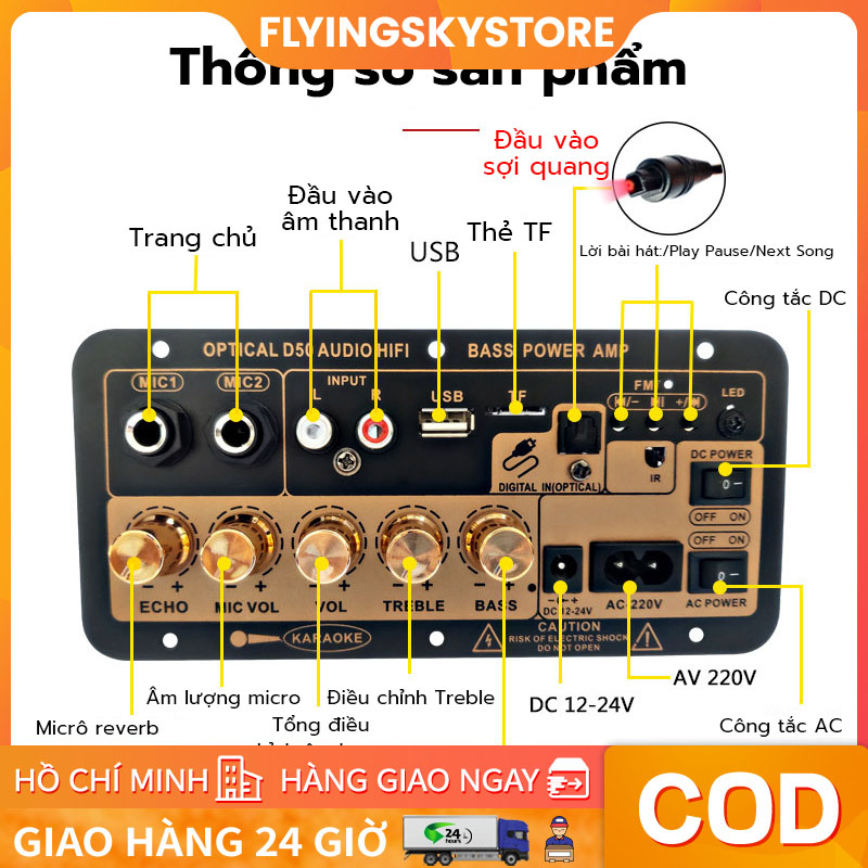 【Vận chuyển nhanh Bảng khuếch đại công suất kỹ thuật số Bluetooth với sợi quang D50 khuếch đại âm thanh kép kỹ thuật số Bluetooth công suất