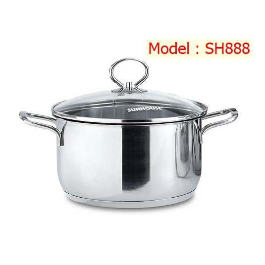 Nồi inox 5 đáy sunhouse size16/20/24 Model SHG788- SH888, nồi inox cao cấp 5 đáy, nồi nấu bếp từ, Cấu tạo đáy 5 lớp truyền nhiệt nhanh, giữ nhiệt tốt, hạn chế cháy khét thực phẩm hàng chính hãng Bếp Sunhouse