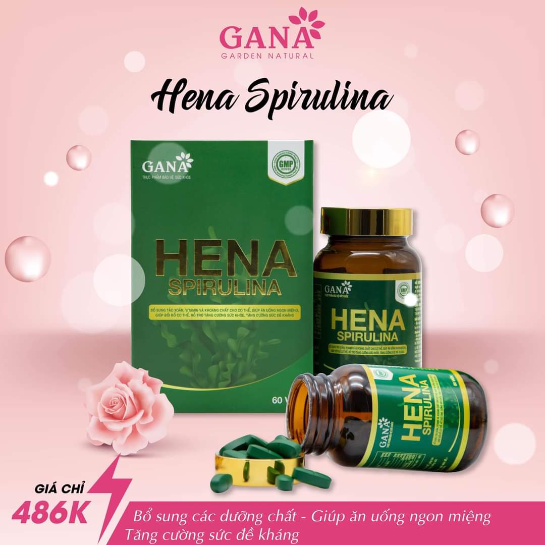 [HCM]Tảo xoắn HENA HENA Spirulina Hộp 60v nén