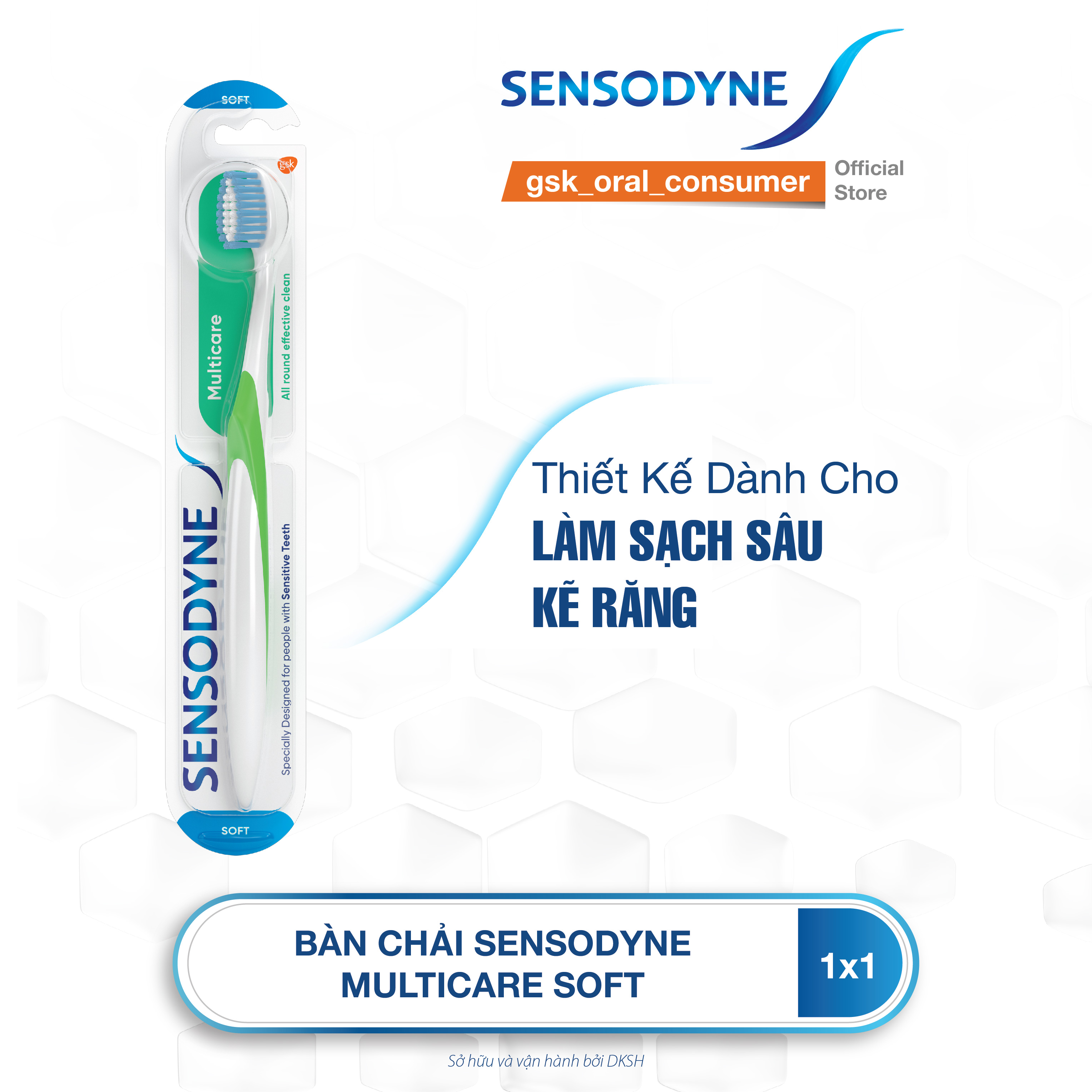 Bàn chải đánh răng SENSODYNE Multicare Soft với lông bàn chải mềm, làm sạch răng toàn diện, bảo vệ nướu