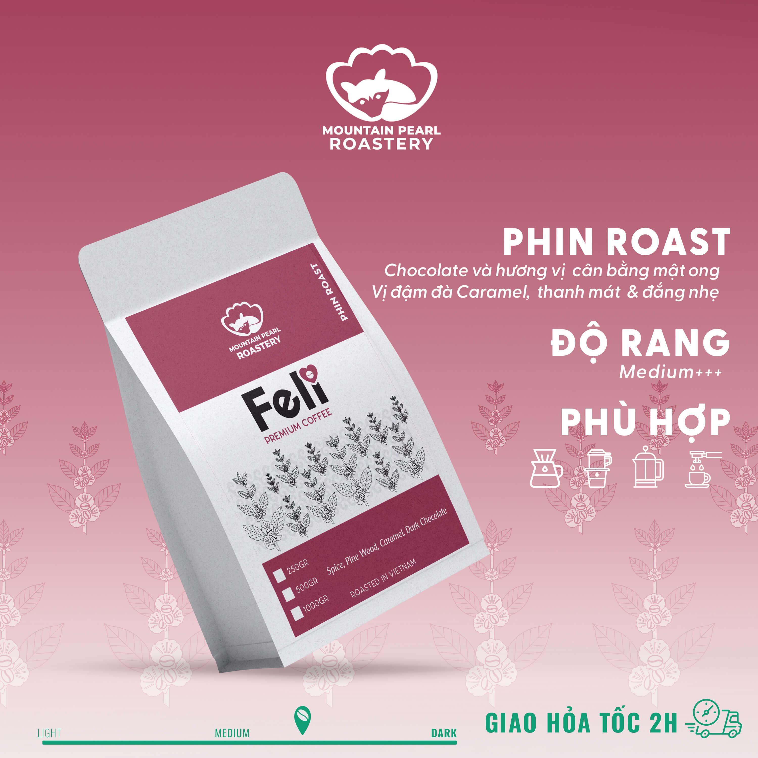 Cà phê pha phin feli phin roast - cà phê hạt rang xay nguyên chất pha phin mountain pearl roastery