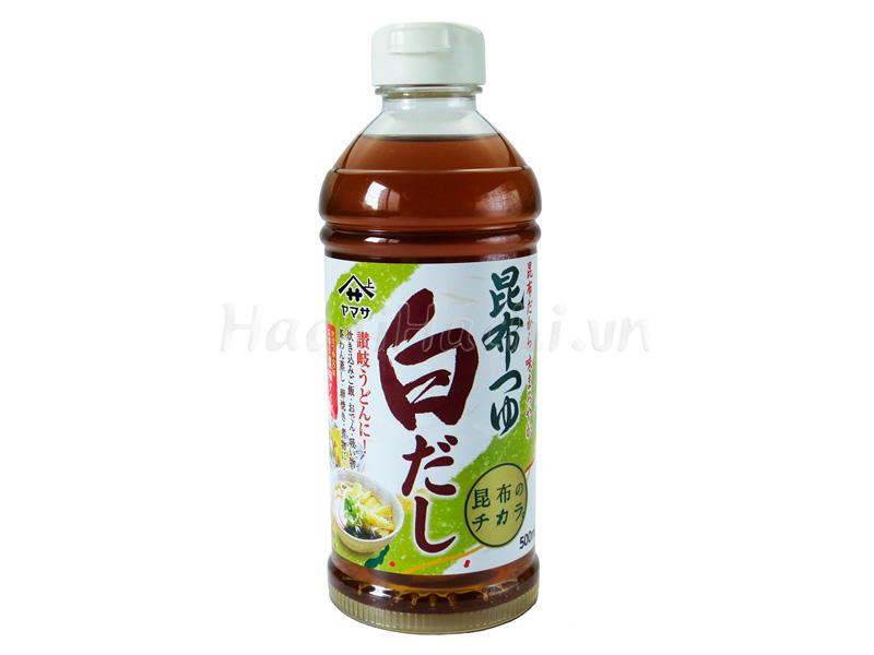 fuji386 Nước dùng Daishi tảo bẹ, kombu 500ml tiên lợi trong sử dụng các món mì Udon, súp, ..tăng hương vị cho món ăn, phù hợp cho người lớn và trẻ em.  ヤマサ 白だし 昆布つゆ 500ml