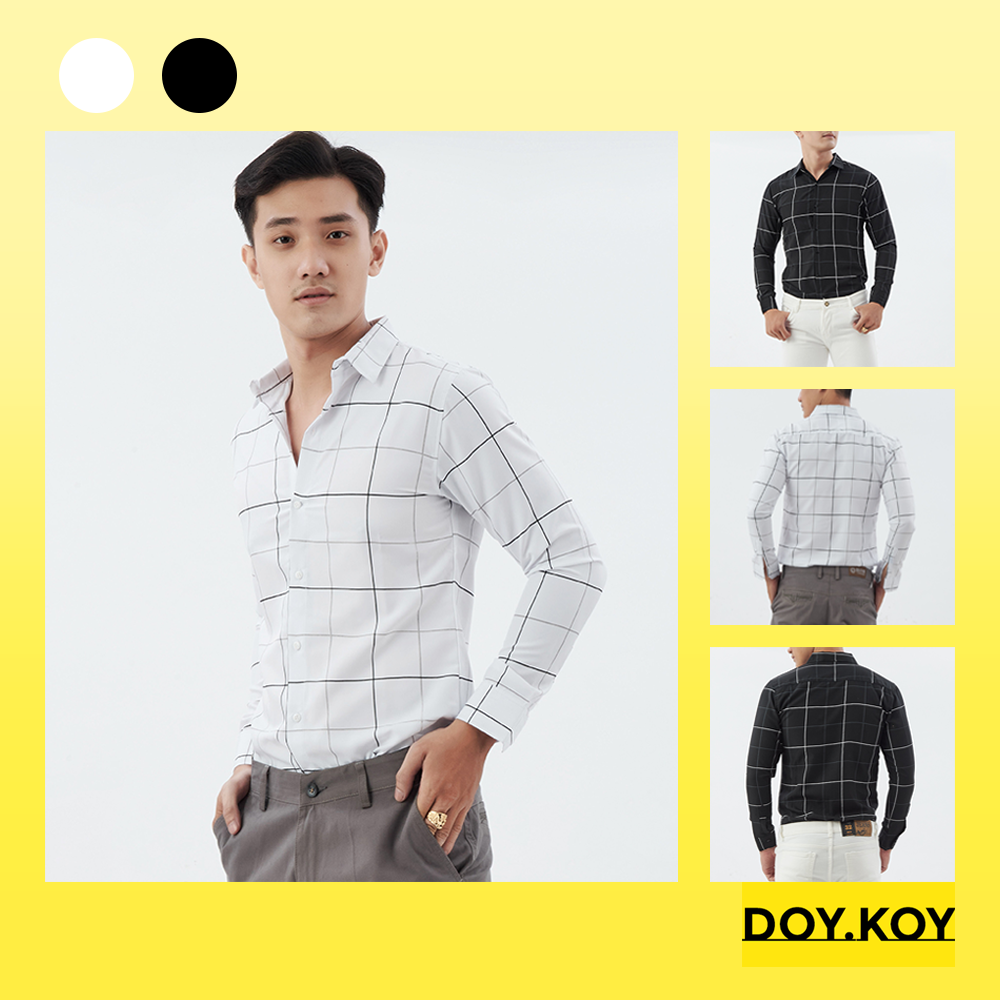 Áo sơ mi nam kẻ vuông thời thượng lịch lãm áo sơ mi nam caro- DOY.KOY