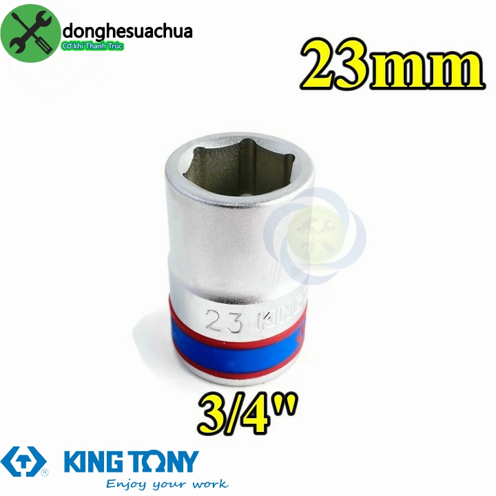 Tuýp 23mm loại 3/4 kingtony 633523m loại ngắn 6 cạnh màu trắng