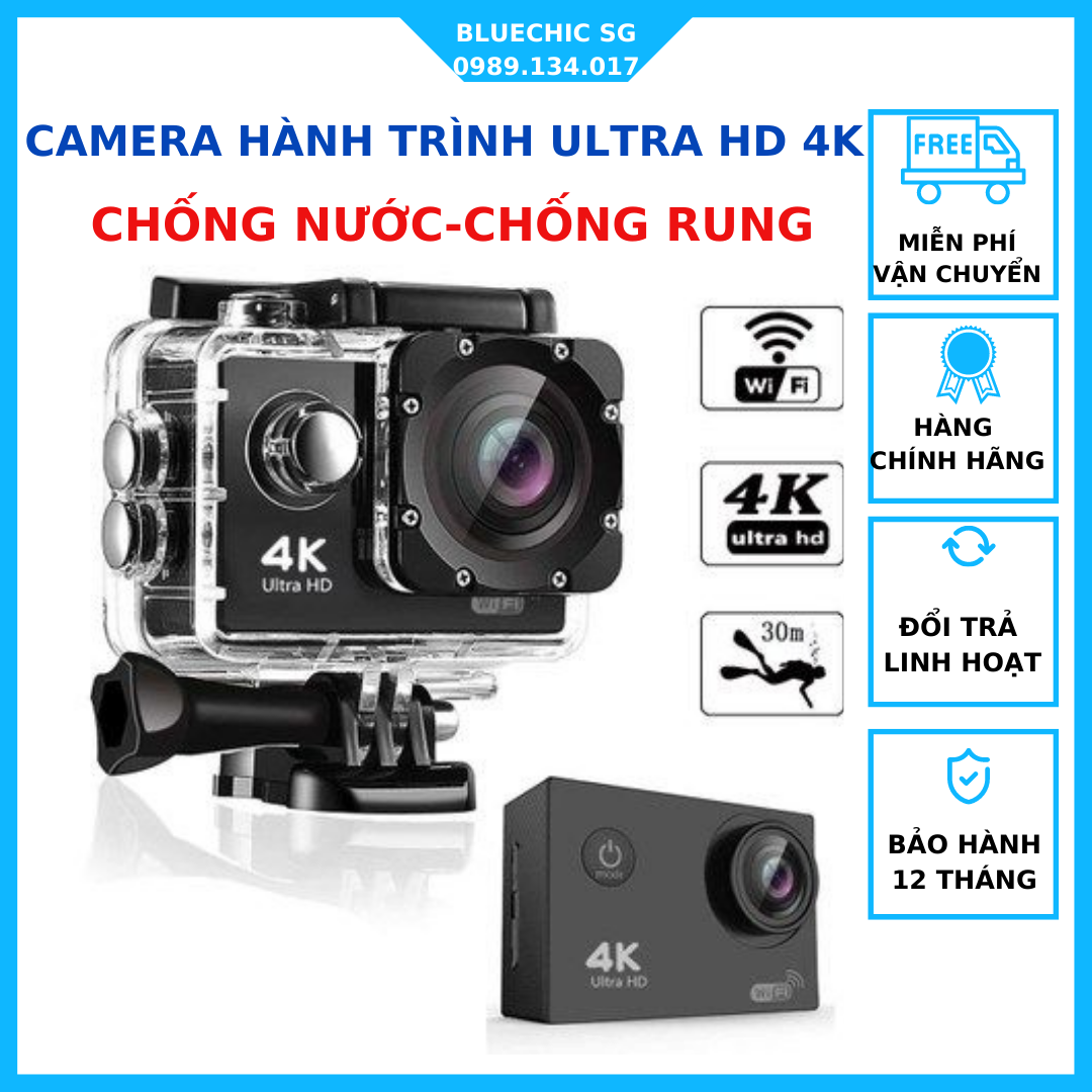 Camera hành trình chống nước chống rung 4k sports ultra hd dv siêu nét - camera hành trình đi phượt gắn mũ bảo hiểm- bảo hành chính hãng tlc