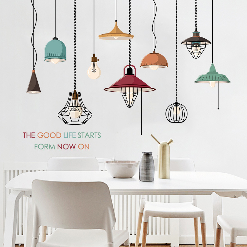 Decal dán tường đèn trang trí Sticker Tranh Dán Tường XH9308 - Decal dán tường trang trí phòng khách, trang trí quán cafe, trang trí shophouse