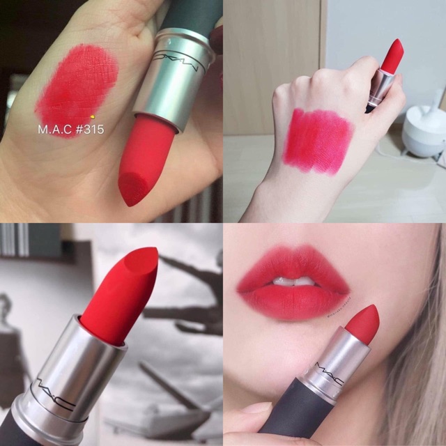 [HCM]CHÍNH HÃNG Son lì MAC Powder Kiss 315 màu Đỏ hồng