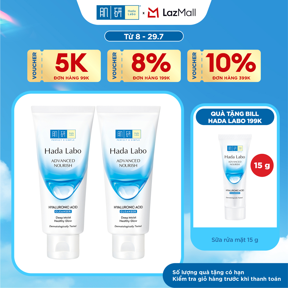 [VB] Bộ 2 Sữa rửa mặt dưỡng ẩm tối ưu Hada Labo Advanced Nourish Cleanser 80g