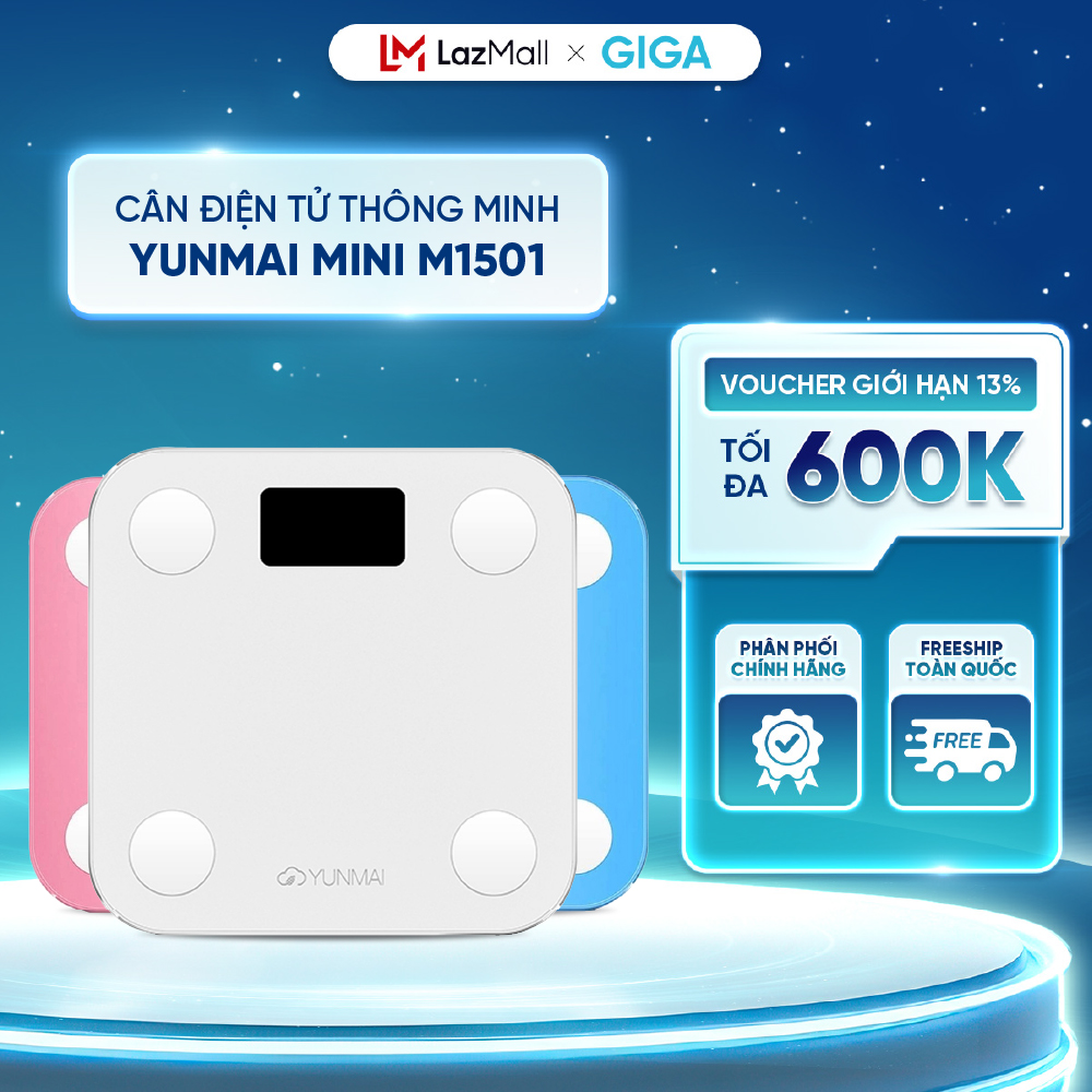 [ Hỏa tốc HN - HCM ]  Cân điện tử mini Yunmai M1501 - Kết nối bluetooth - Tải trọng 150kg - Bh 12 Th