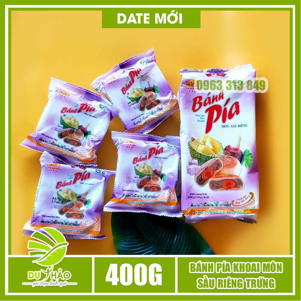 Bánh pía khoai môn sầu riêng 1 trứng Tân Huê Viên 400g, đặc sản Sóc Trăng, HSD 30 ngày