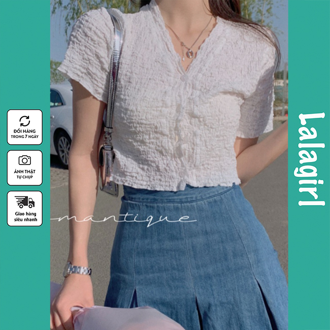 Áo crotop cộc tay xốp nhún dáng ôm cá tính