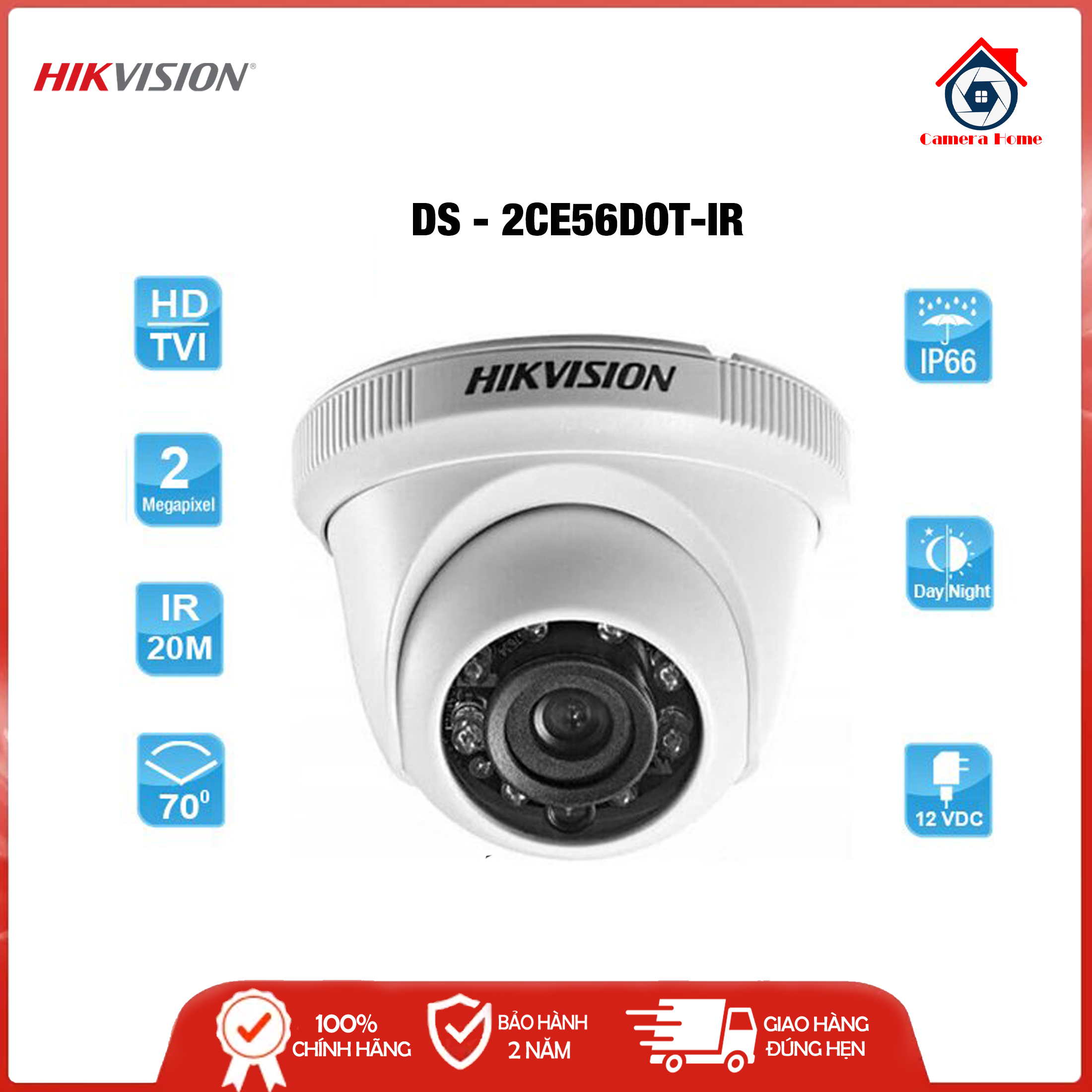 Camera hikvision ds-2ce56dot-ir 2.0mp full hd 1080p - camera home