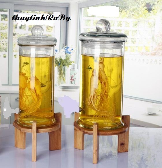 Bình Thủy Tinh Trụ TRƠN Ngâm Rượu 10 Lít (Không Vòi, Không Đế), Bình Thủy Tinh Ngâm Rượu Hình trụ tròn, Hũ Ngâm Ruou, Bình Ngâm Trái Cây, Binh Sam, Hu Lo Ngam Nhan Sam