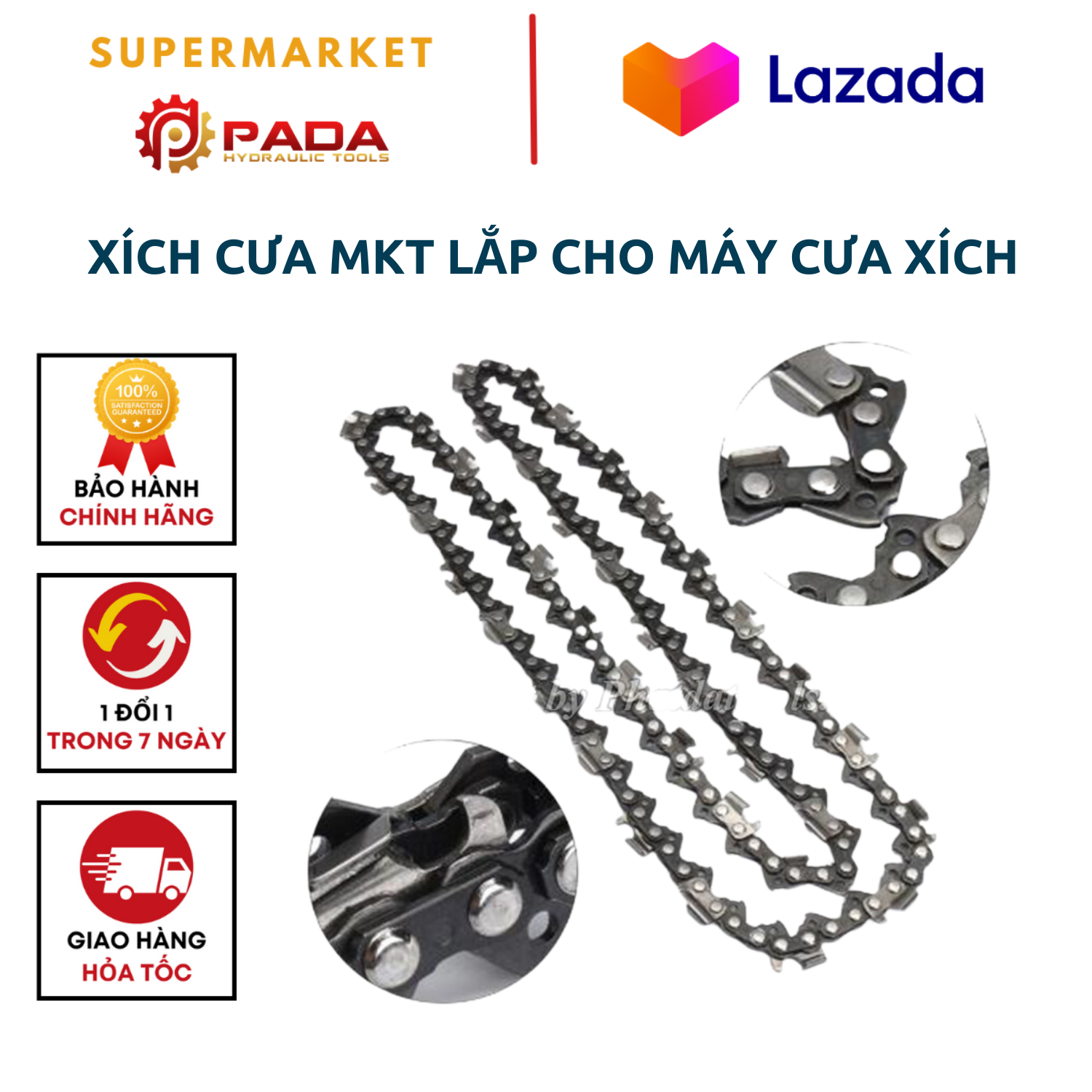 Xích cưa mkt lắp cho máy cưa xích xăng, điện lam dài 405mm