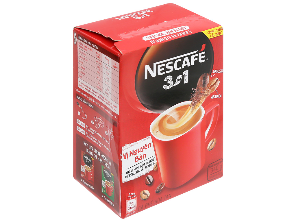 Cà phê sữa nescafé 3 in 1 đậm đà hài hòa hộp 340g