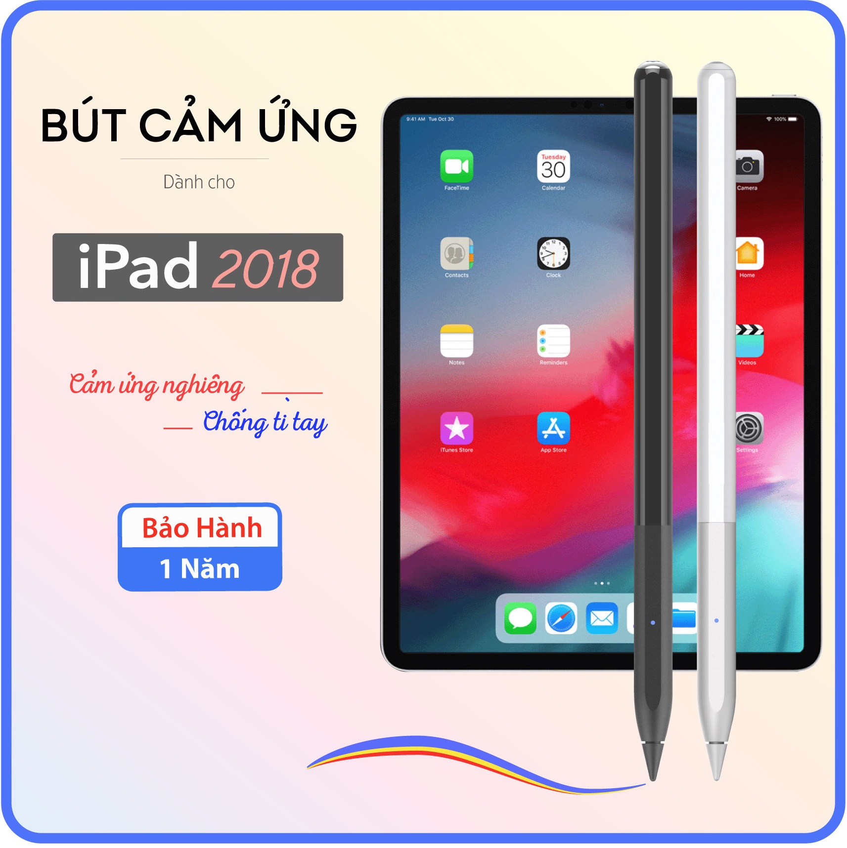 Bút cảm ứng becool dành cho ipad 2018 - chống tì tay và cảm ứng nghiêng. sp bảo hành 1 năm