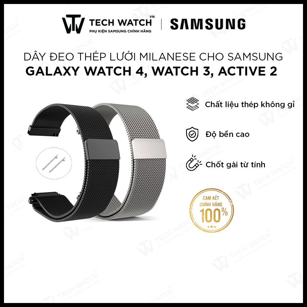 Dây đeo 20mm thép lưới milanese cho samsung galaxy watch 4 , watch 3 41 mm, active 2 và các dây sử dụng 20mm