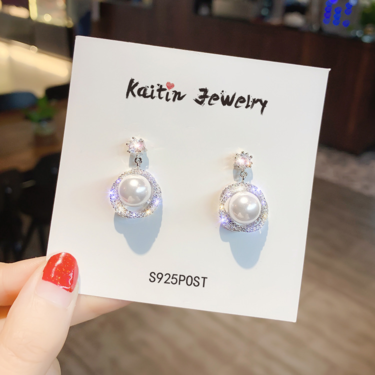 [HCM]Bông Tai Ngọc Nữ Kim Cương Zircon Đính Ngọc Trai Sang Trọng Quí Phái KTZIRCONNGOCNU5