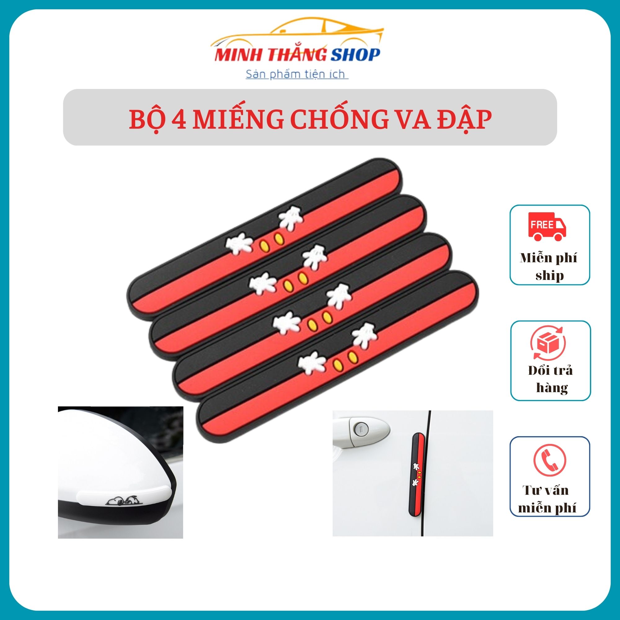 Bộ 4 miếng dán chống va đập cửa xe ô tô