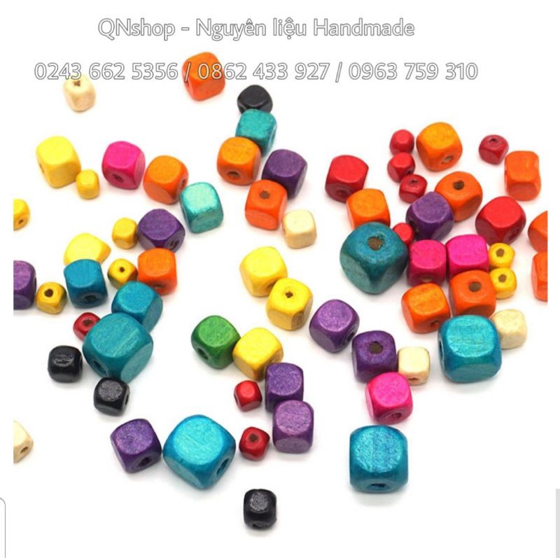 80 hạt gỗ vuông, hạt gỗ trang trí các loại...