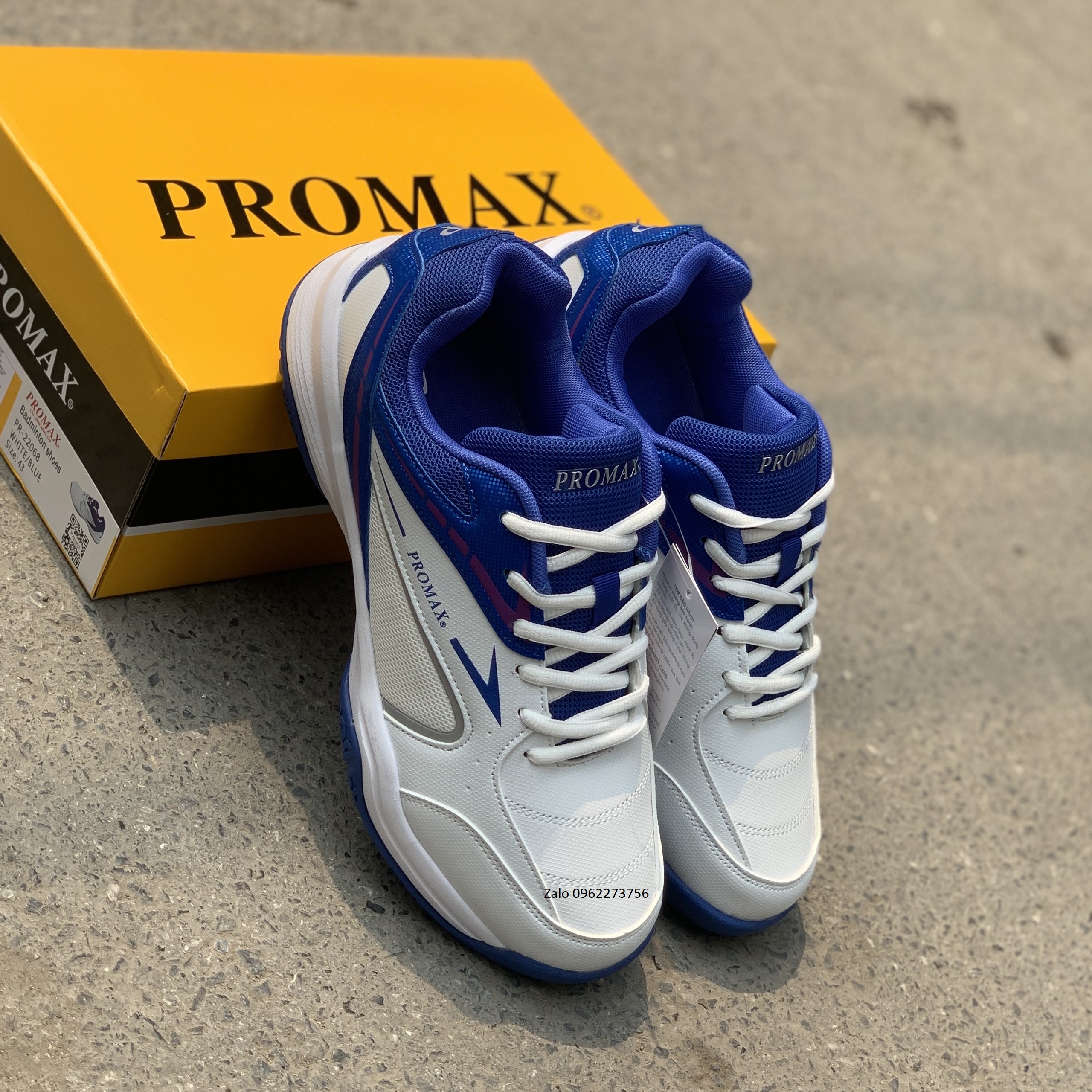 Giày cầu lông nam Promax 22068 màu trắng cao cấp đế kép