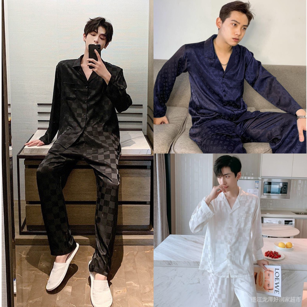 Đồ ngủ nam, pijama lụa chê liệu lụa gấm áo dài quần dài