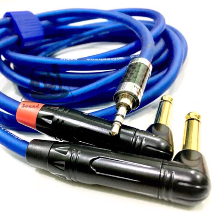 Dây 3.5 ly ra 2 Jack 6.3 ly dài 2 mét day jack 6.5mm jack 6ly day rac 3.5 ly day phat nhac dien thoai có 3 màu Xanh, đỏ, đen