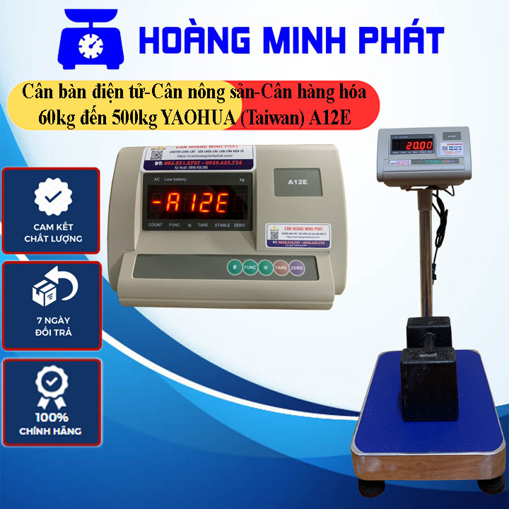 Cân bàn điện tử 200kg 150kg 100kg 60kg 300kg 500kg a12e yaohua . tải trọng nặng tối đa cho phép