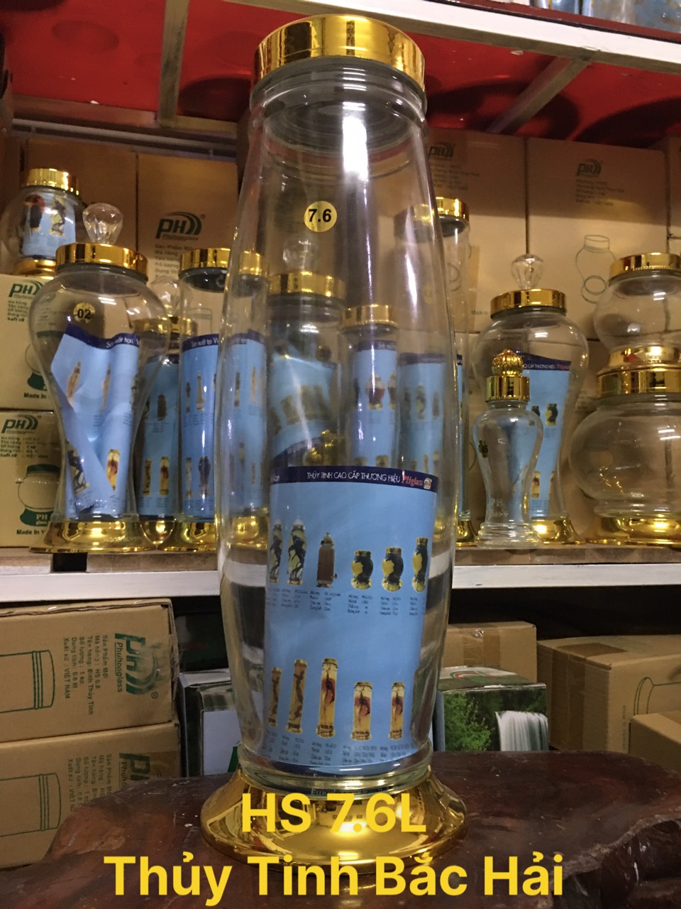 Bình thủy tinh và hũ thủy tinh ngâm rượu hs7.6l -thủy tinh bắc hải