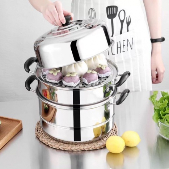 (SỈ) NỒI HẤP INOX 3 TẦNG SIÊU TỐC KÍCH THƯỚC LỚN CHỐNG DÍNH TỐT - NỒI HẤP 2 TẦNG -  XỬNG HẤP THỨC ĂN 3 TẦNG INOX 304 CAO CẤP HẤP XÔI HẤP BÁNH TIỆN LỢI DÙNG ĐƯỢC TRÊN MỌI LOẠI BẾP [GIÁ RẺ]