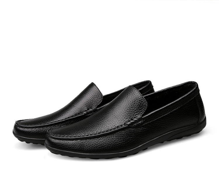 Giày lười da bò nam cao cấp, giày nhẹ đế cao su cực bền, khâu đế bao quanh giày GD08