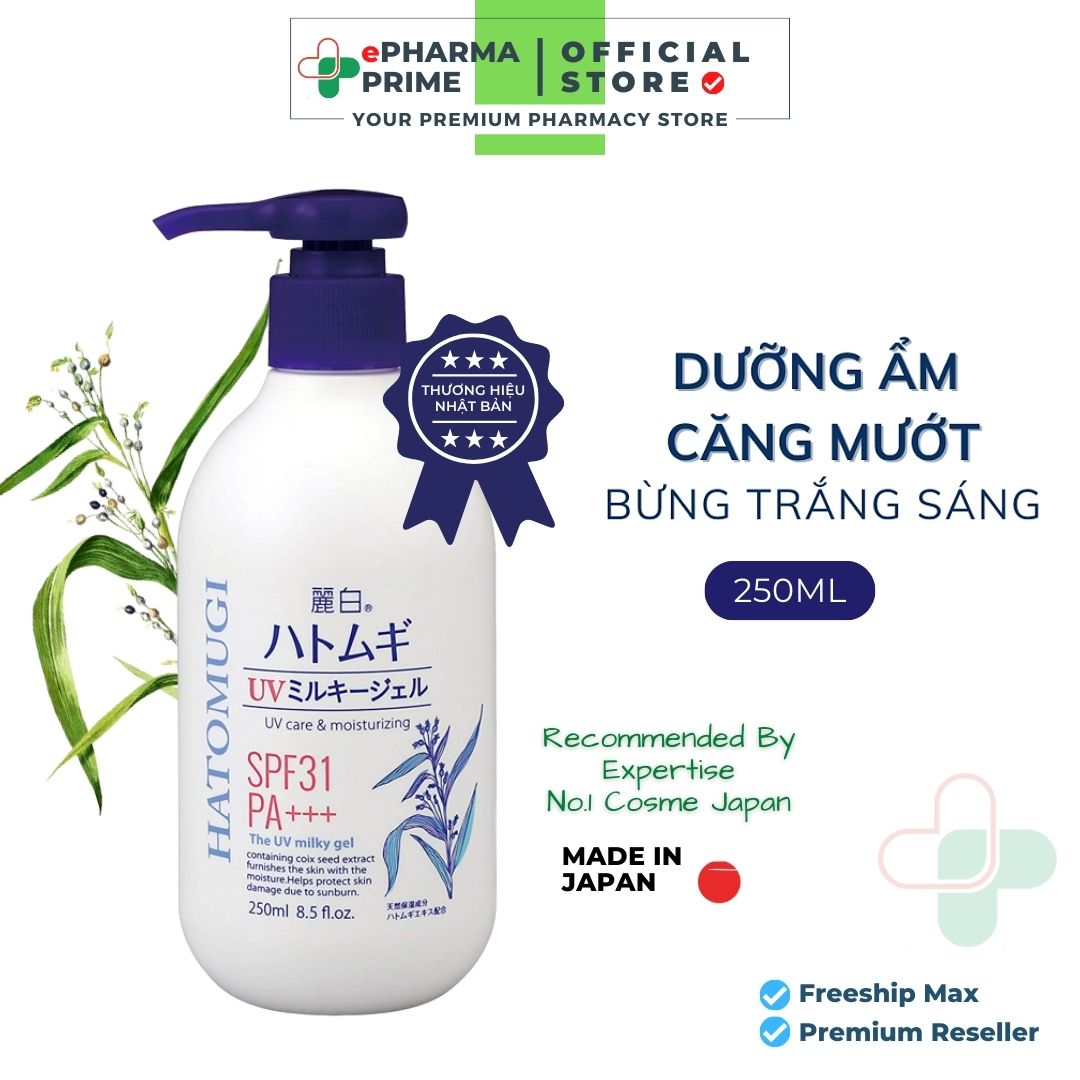 Lotion hatomugi chống nắng, dưỡng da body mềm mịn - hatomugi lotion spf31 pa+++