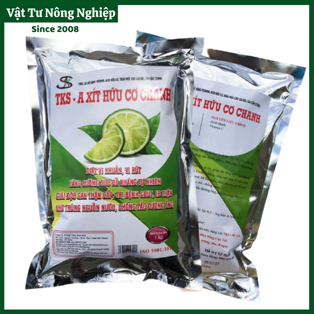 Axit hữu cơ chanh: tăng đề kháng, giải độc gan thận, giảm stress cho vật nuôi - gói 1kg