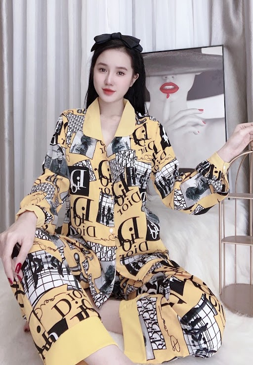 Đồ ngủ pijama Lụa mango loại 1 họa tiết chữ