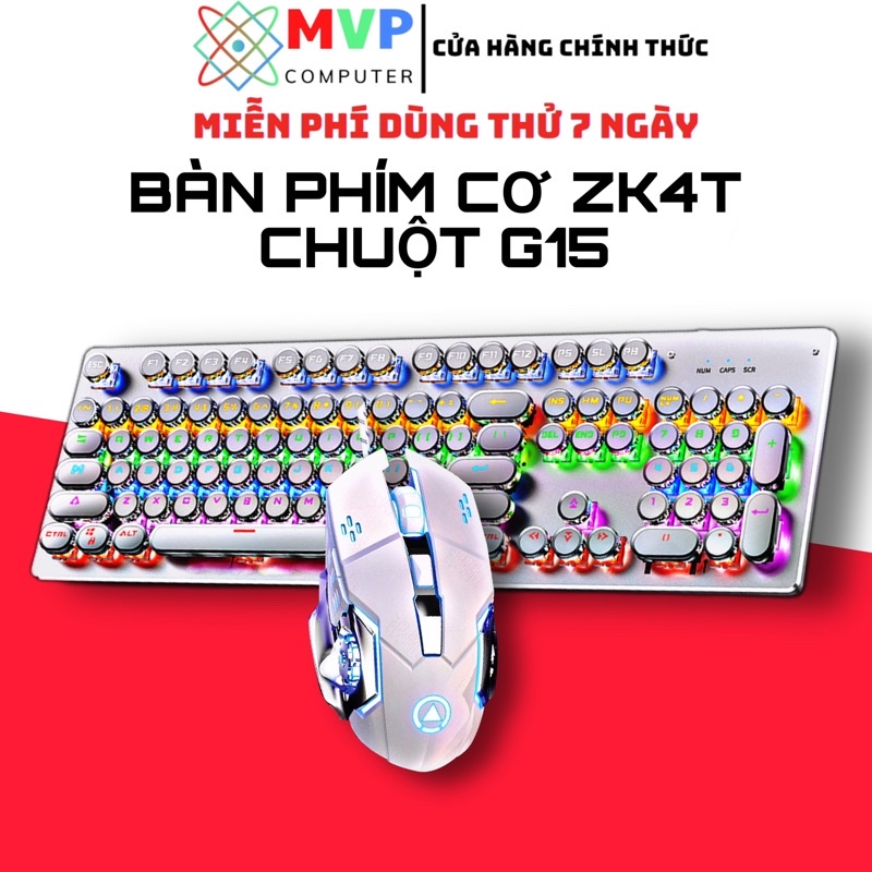 Combo Bàn Phím Cơ Và Chuột Máy Tính Laptop YINDIAO ZK4PRO+G15 Nút Tròn Mạ Crom LED RGB Nhiều Chế Độ Ánh Sáng Cao Cấp