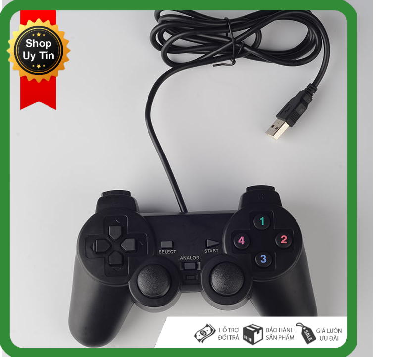 Tay cầm chơi game cổng USB có rung, tương thích PC và các hệ máy game cầm tay