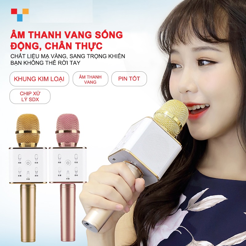 Micro karaoke，loa kiêm mic，micro điện thoại，karaok không dây，karaok không dây gia đình ，miro bluetooth không dây，2 loa ，Âm thanh nổi 3D，hát,dẫn chương trình,livetrym