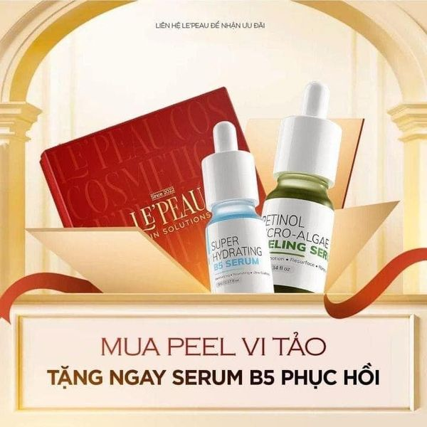 Peel da vi tảo retinol lepeau thay da sinh học hoàng thiên sâm tái tạo da 10ml 3-7 ngày bong da