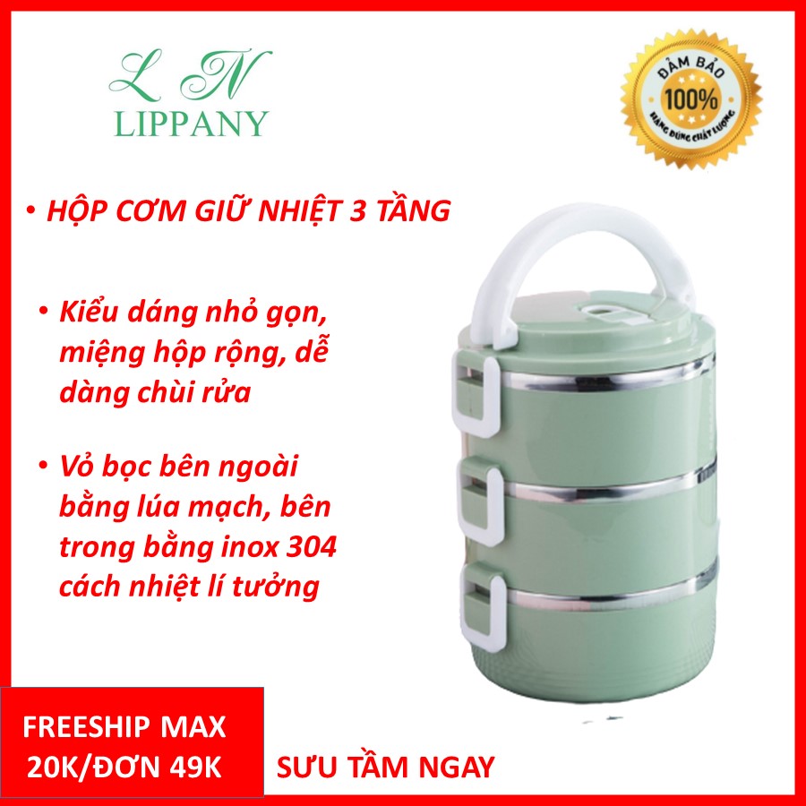 Hộp Cơm 3 Tầng Giữ Nhiệt Làm Từ Lúa Mạch An Toàn Cho Sức Khỏe
