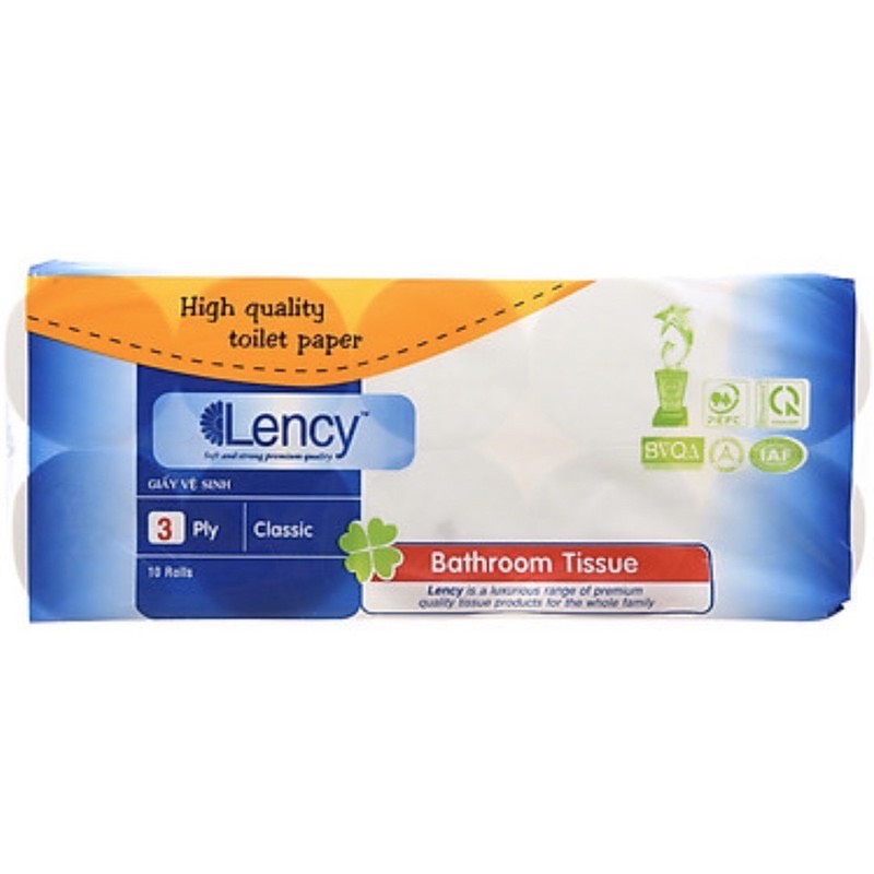 Giấy vệ sinh Lency 3 lớp không lõi - 10 cuộn