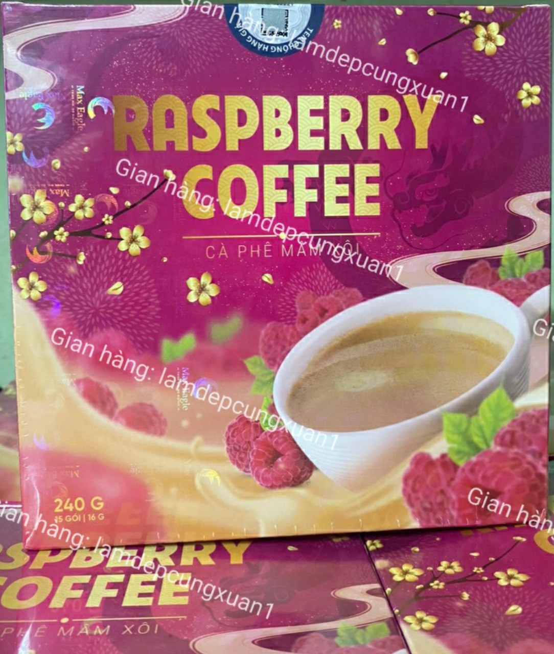 [Giao Hỏa tốc][Mẫu mới nhất] Cà phê giảm cân Mâm Xôi Raspberry Coffee - Hộp 15 gói - Cam kết chính hãng- tem check qr code
