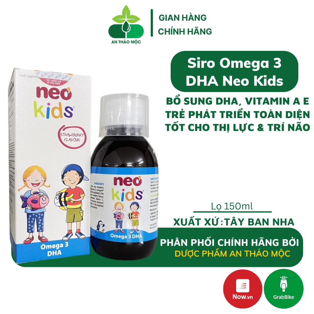 Siro Omega 3 DHA Neo Kids bổ sung DHA vitamin A cho trẻ phát triển toàn diện tốt cho mắt và não 150ml