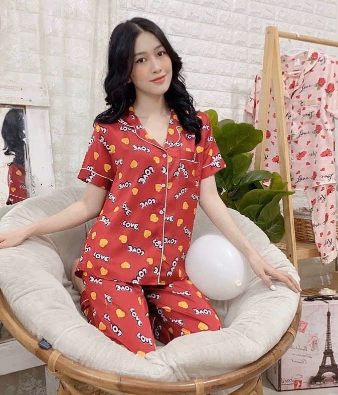 Bộ Pijama Lụa Satin HÌNH TAY NGẮN BiG Size 2XL ( 64kg - 74kg ) có túi quần sâu