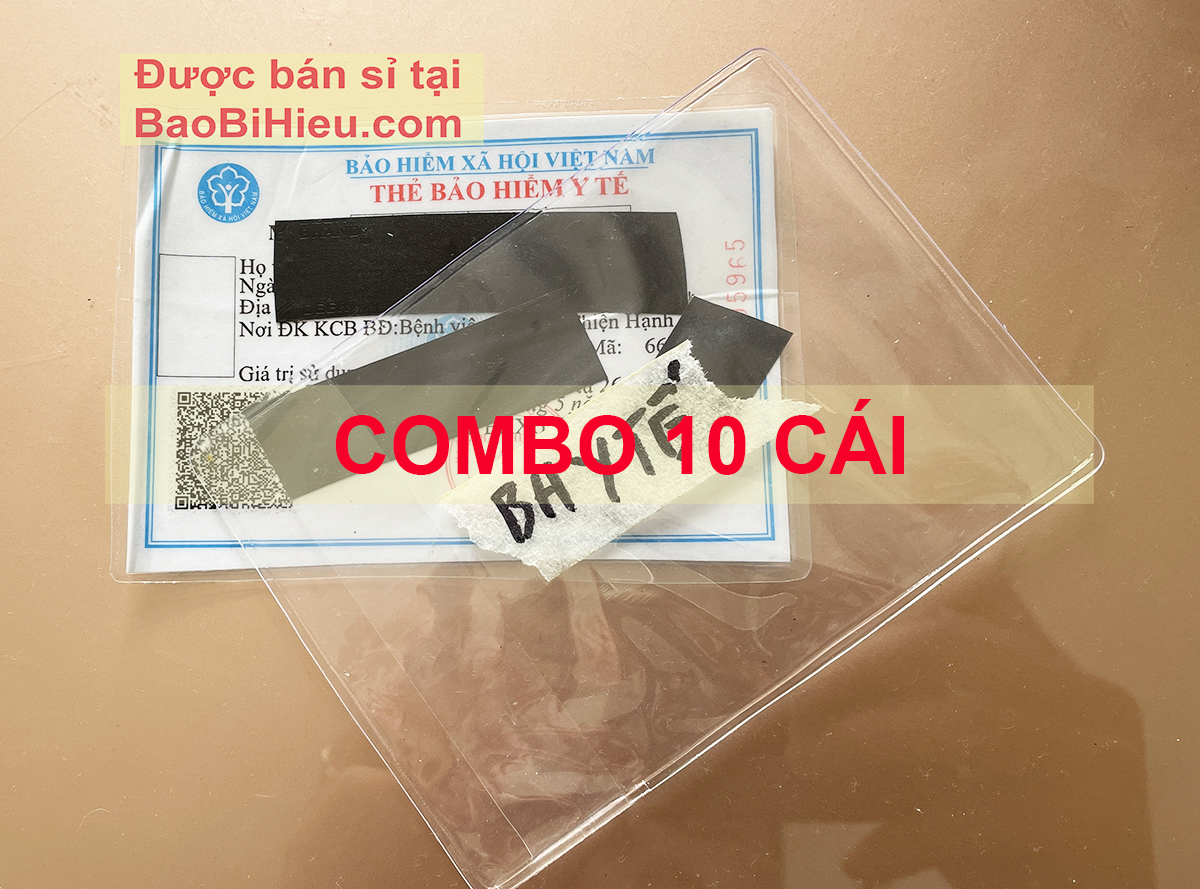 COMBO 10 túi đựng THẺ BẢO HIỂM Y TẾ và giấy tờ khổ A7 (nhựa dẻo trong, có nắp đậy)10B232