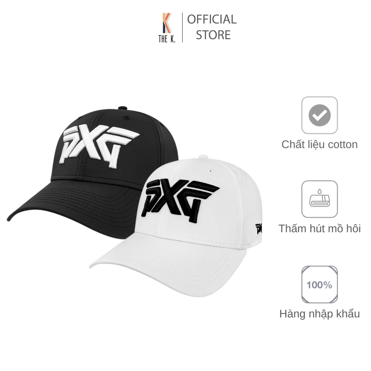 Mũ golf thời trang hình thêu trắng đen - Hat
