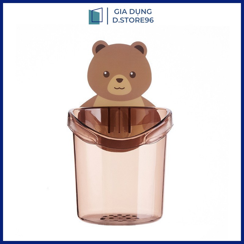 Cốc Đựng Bàn Chải Đánh Răng, Ly Nhựa Đựng Bàn Chải, Vật Dụng Dán Tường Hình Gấu Dễ Thương Mẫu Mới