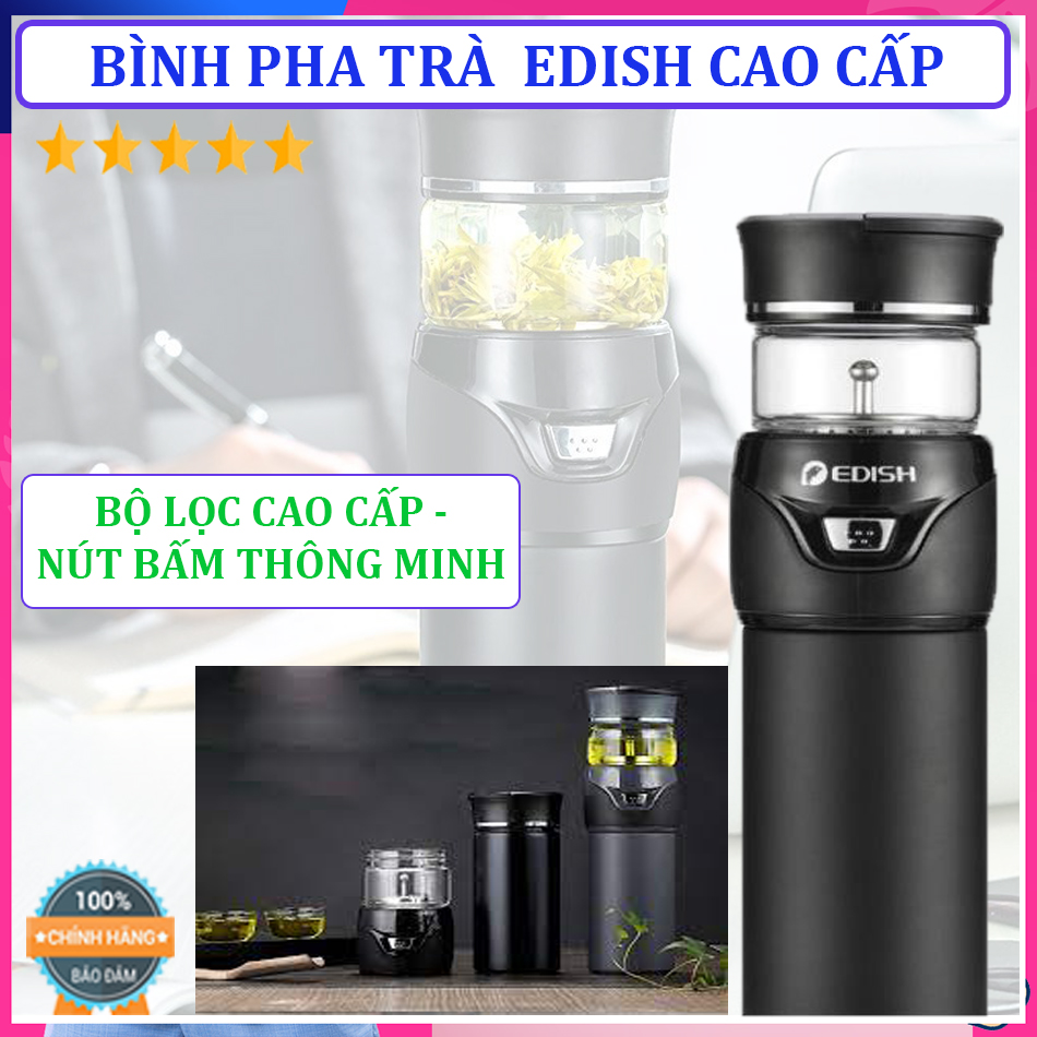 Bình Giữ Nhiệt Pha Trà Có Lõi Lọc Cao Cấp - Bình giữ nhiệt pha trà Nhật - BÌNH PHA TRÀ EDISH công nghệ Đức [LOẠI 450ml] , bình nước giữ nhiệt cao cấp, BÌNH PHA TRÀ CAO CẤP CÓ MÀNG LỌC, LY GIỮ NHIỆT - Bảo hành uy tín 1 đổi 1
