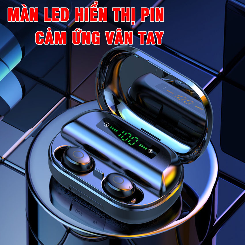 Tai nghe Bluetooth CẢM ỨNG AMOI V11 + TẶNG KÈM 4 núm tai Silicon, 1 cáp sạc - Chống Nước IPX7,Cảm Ứng Vân Tay,Cốc sạc 2400mAh, Kiêm pin sạc dự phòng - Tonoto Store